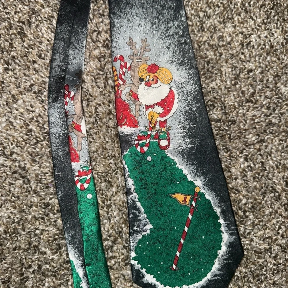 Hallmark Black Tie with‎ Santa and Christmas Tree Design